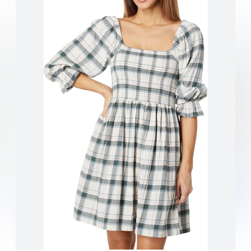 Madewell Smocked Plaid Dress new